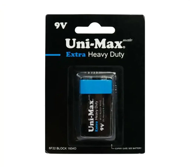 باتری کتابی 9 ولت یونی مکس Uni-Max مدل Extra Heavy Duty