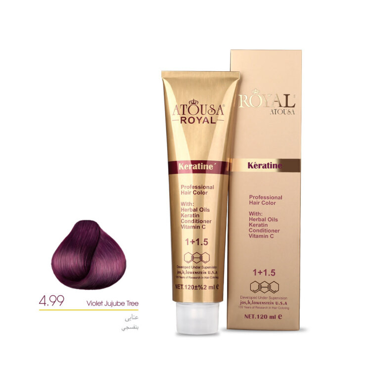 رنگ موی آتوسا رویال عنابی - حجم ۱۲۰ میل - شماره 4.99