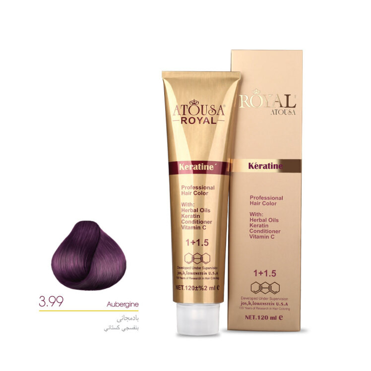 رنگ موی آتوسا رویال بادمجانی - حجم 120 میل - شماره 3.99