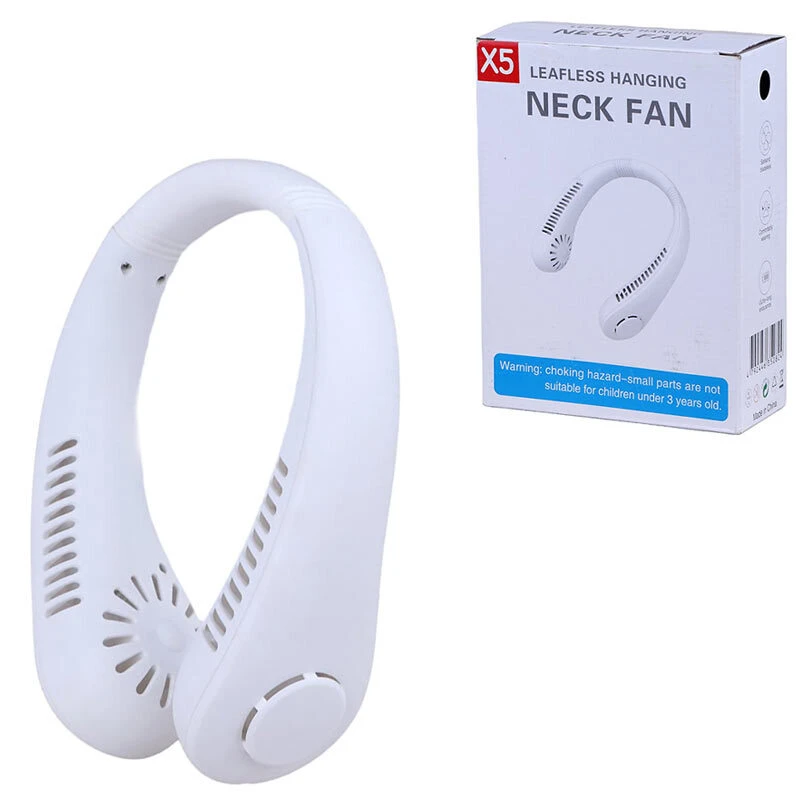 پنکه شارژی دورگردنی Hanging Neck Fan X5 رنگ صورتی