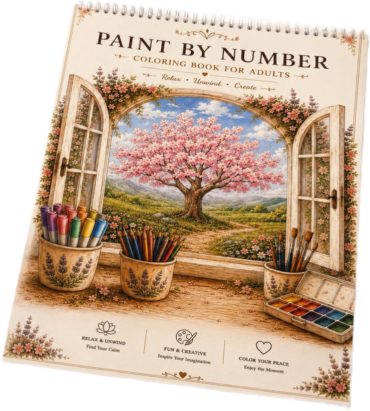 دفتر رنگ آمیزی با اعداد PAINT BY NUMBER طرح ساکورا